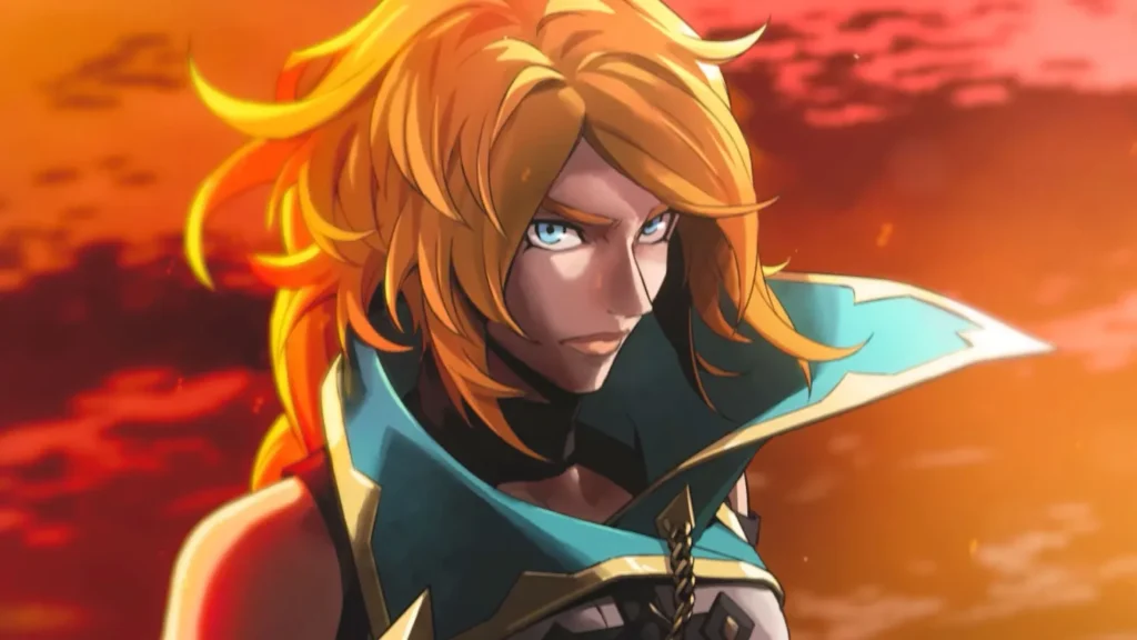 مراجعة Castlevania: Belmont’s Curse – مغامرة روز بلمونت بين الوحوش والألغاز والقتال السريع… هل نجحت عودة السلسلة؟ روز بلمونت بشعر أشقر وعينين زرقاوين أمام خلفية برتقالية في Castlevania: Belmont's Curse